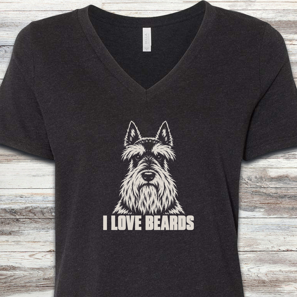 Scottish Terrier I Love Beards V-Neck Tee - Black Heather