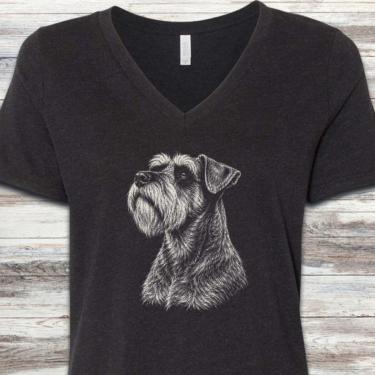 Schnauzer Loyalty V-Neck Tee - Black Heather