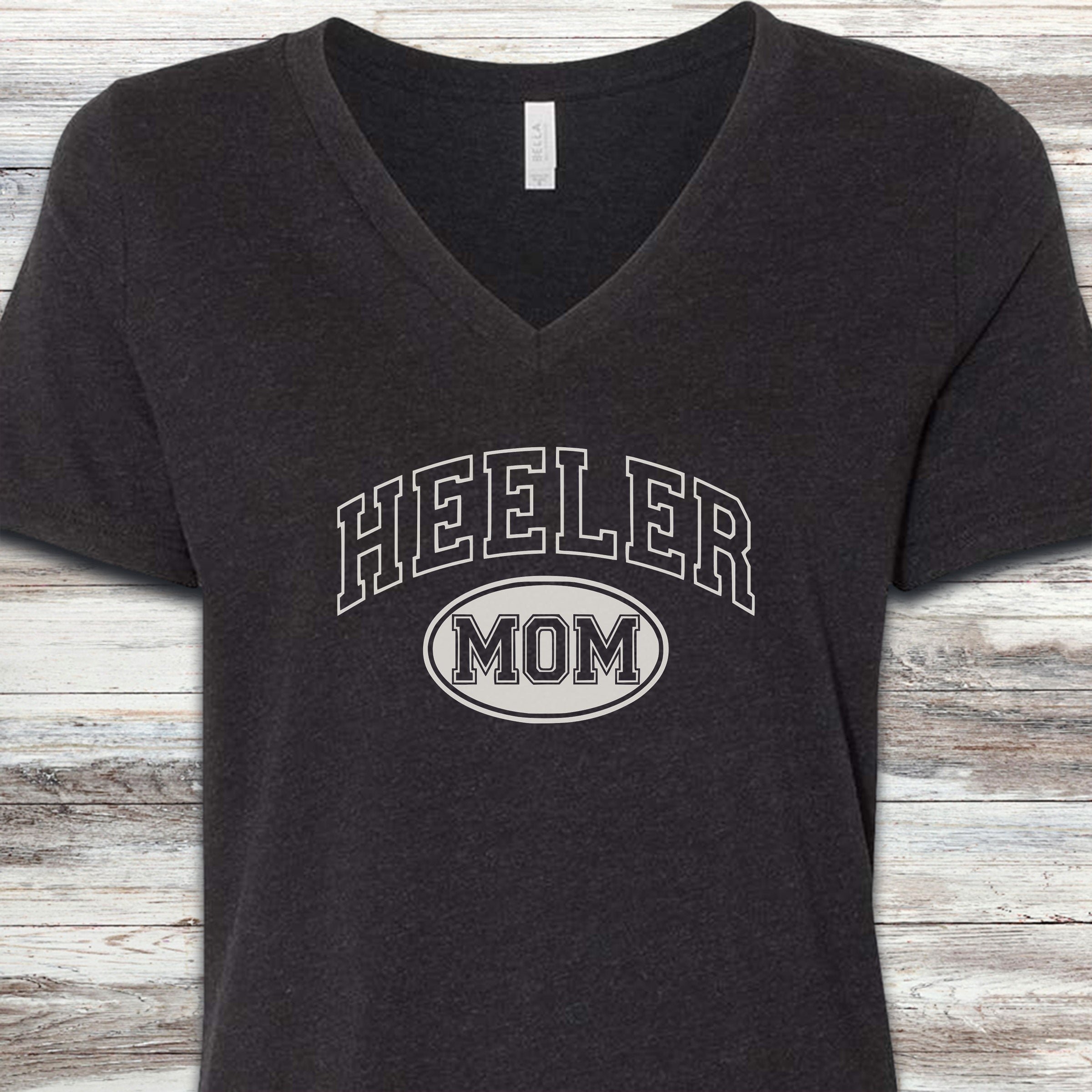 Australian Cattle Dog Heeler University Mom V-Neck Tee - Black Heather
