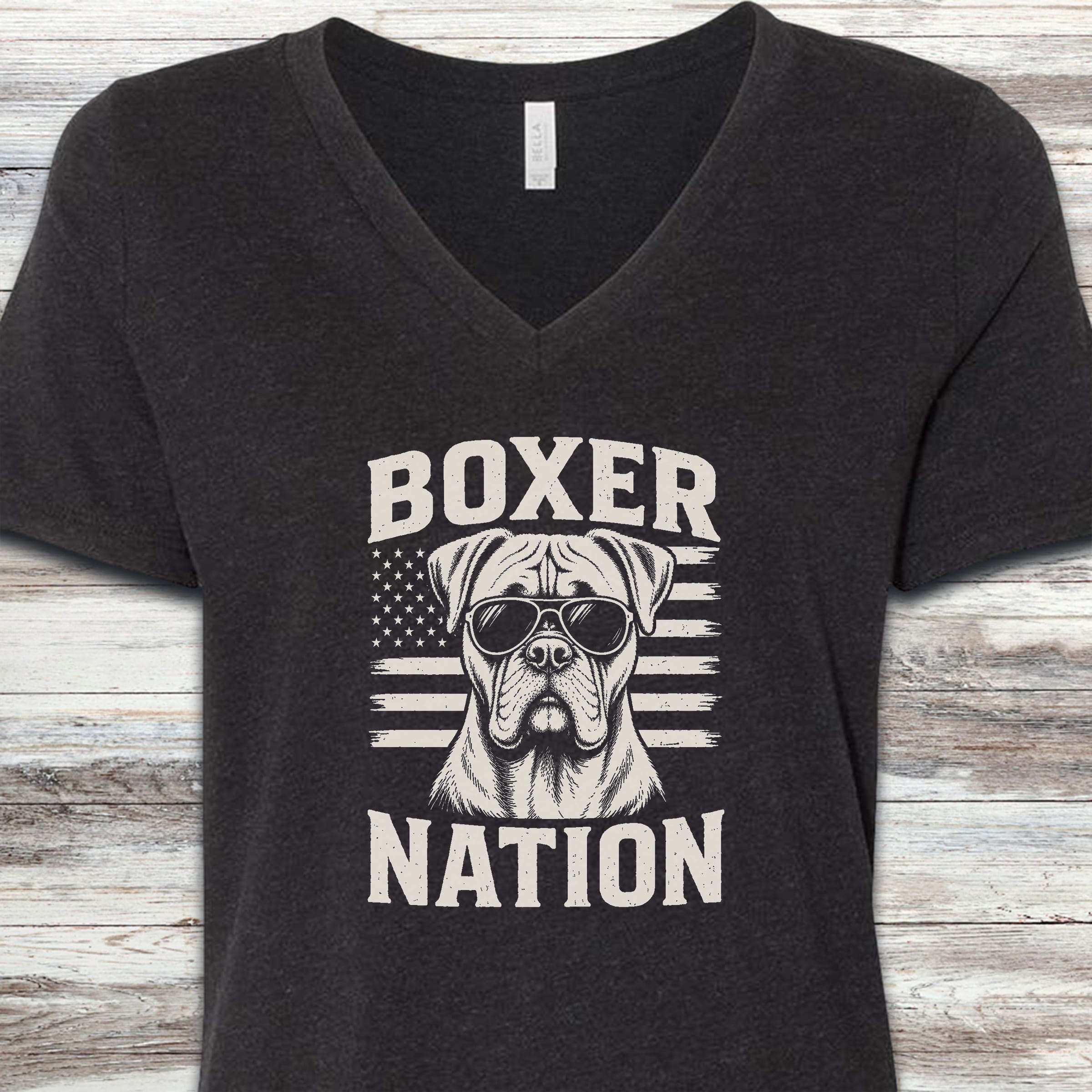 Boxer Nation V-Neck Tee - Black Heather