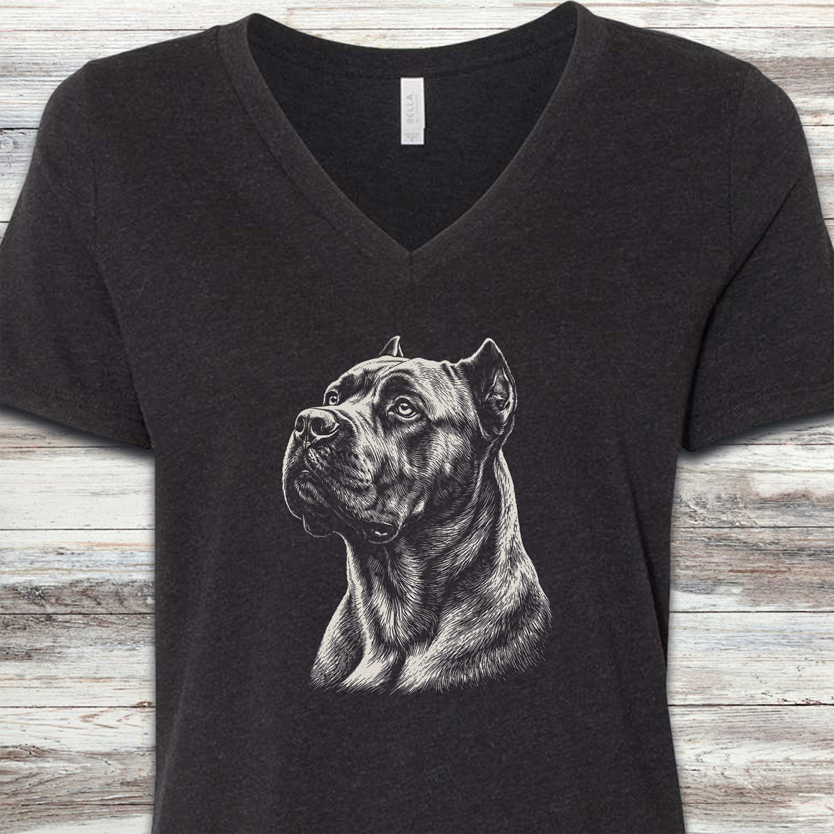 Cane Corso Loyalty V-Neck Tee - Black Heather