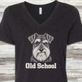 Schnauzer Old School V-Neck Tee - Black Heather