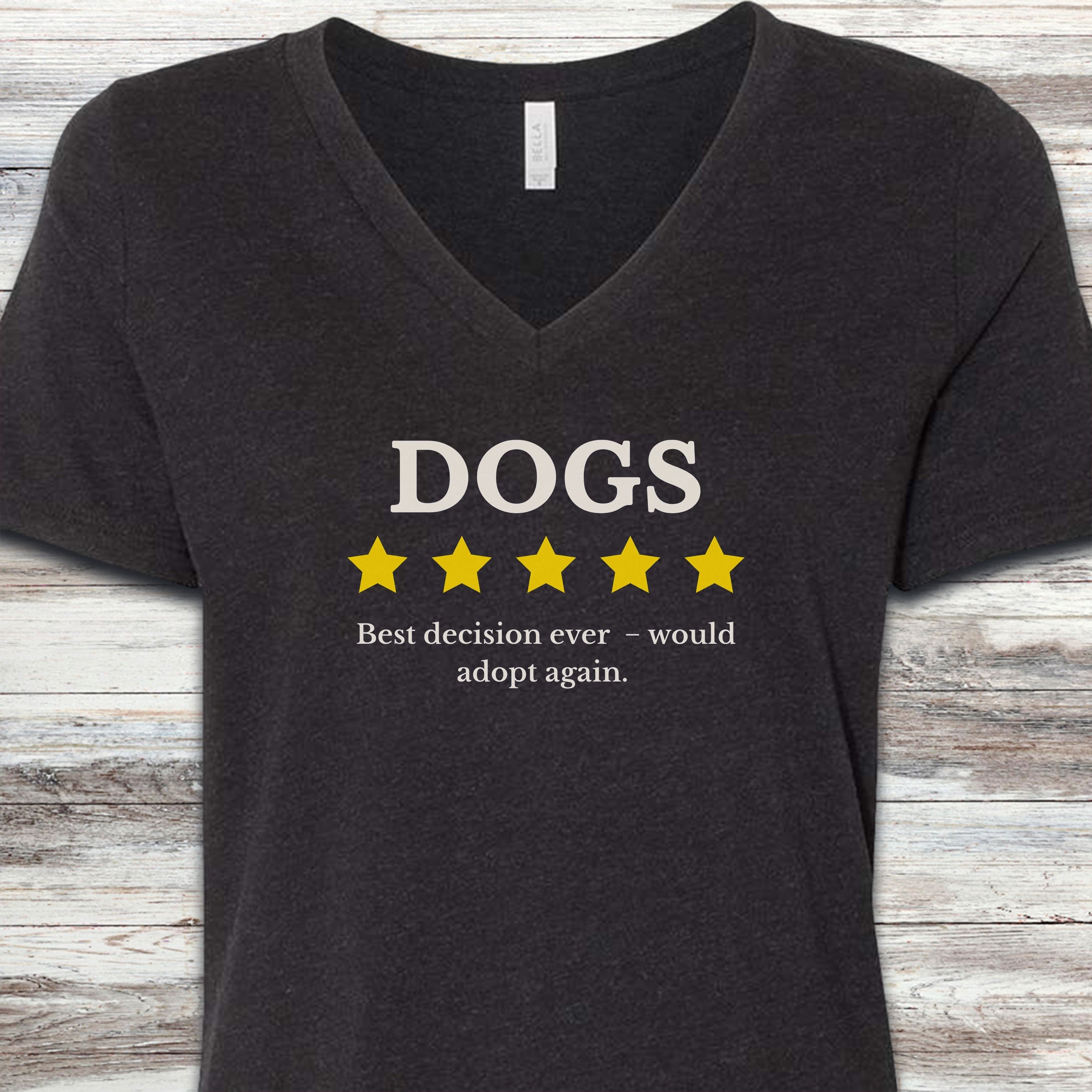 Dogs Review V-Neck Tee - Black Heather