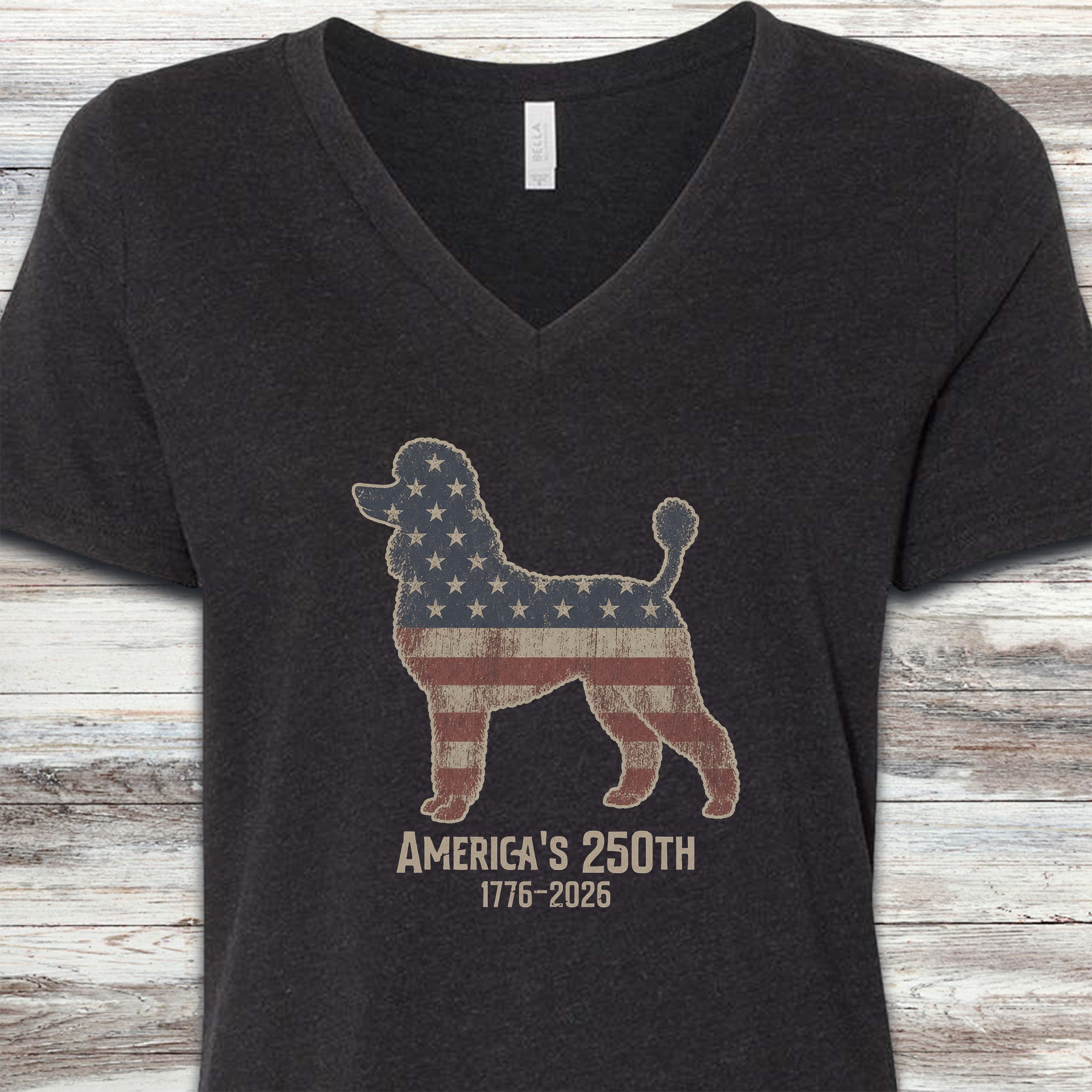 Poodle 250 V-Neck Tee - Black Heather