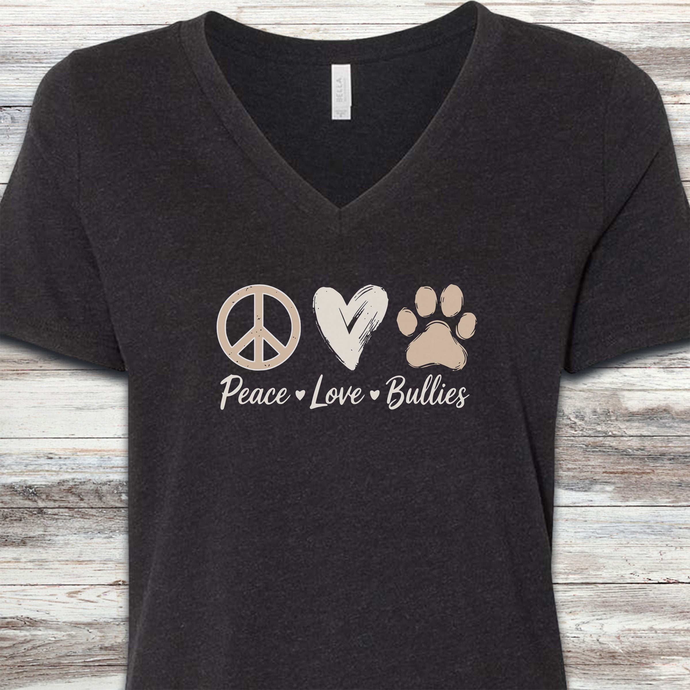 American Bully Peace V-Neck Tee - Black Heather