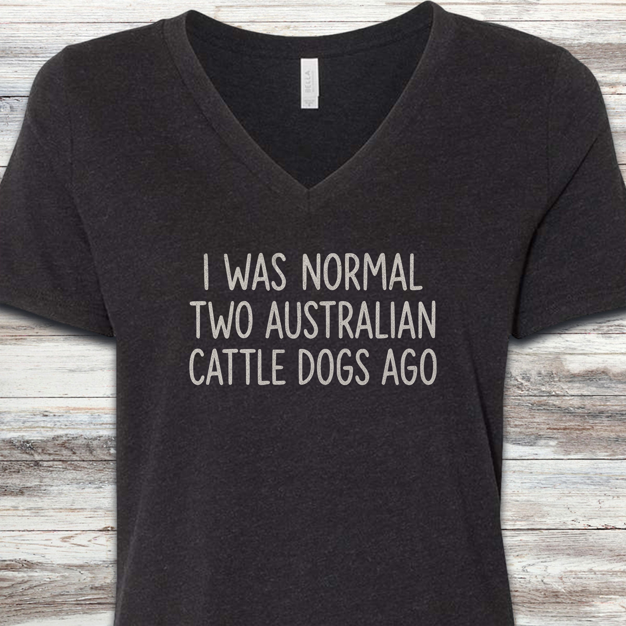 Australian Cattle Dog Normal V-Neck Tee - Black Heather