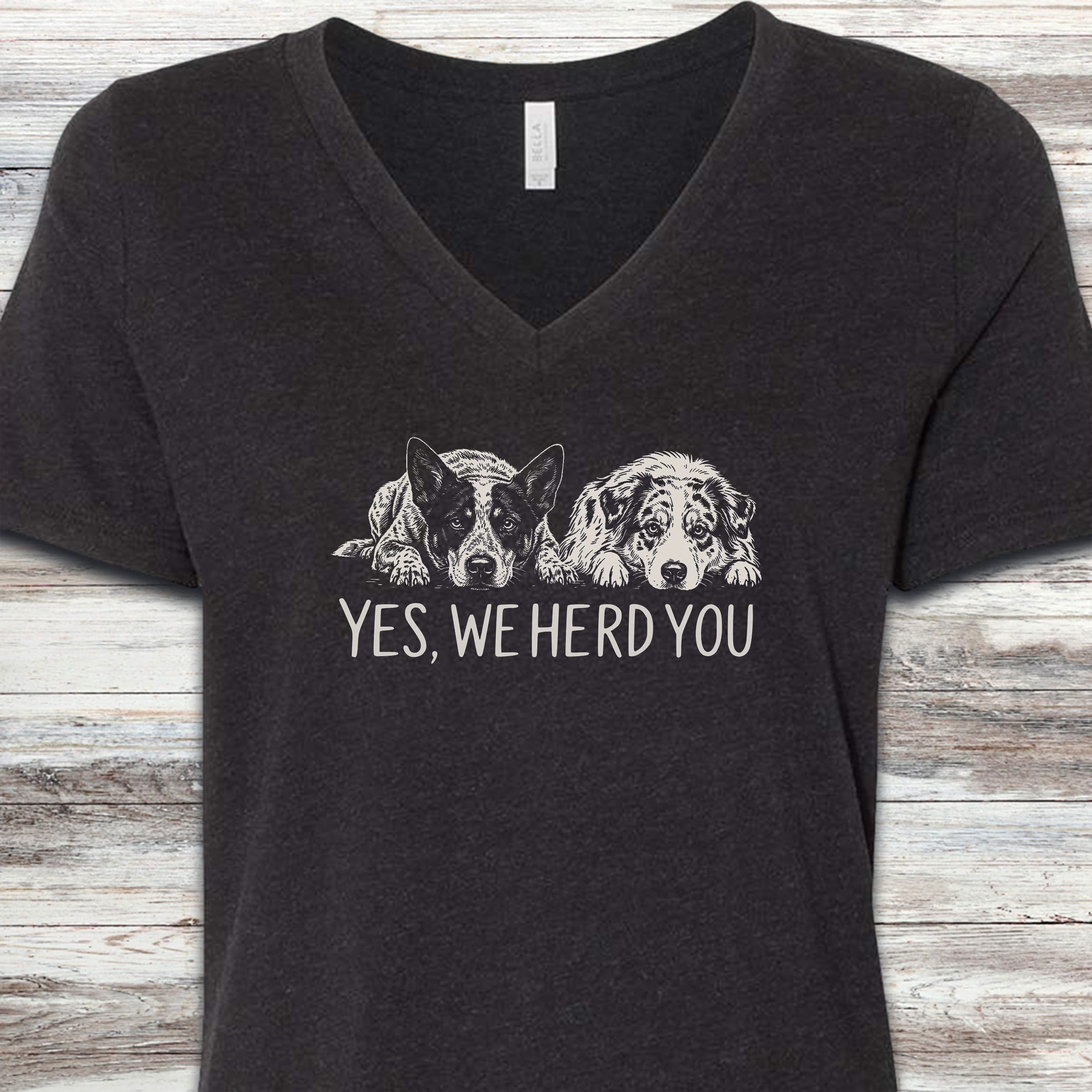 Australian Cattle Dog  & Shepherd Herd You V-Neck Tee - Black Heather