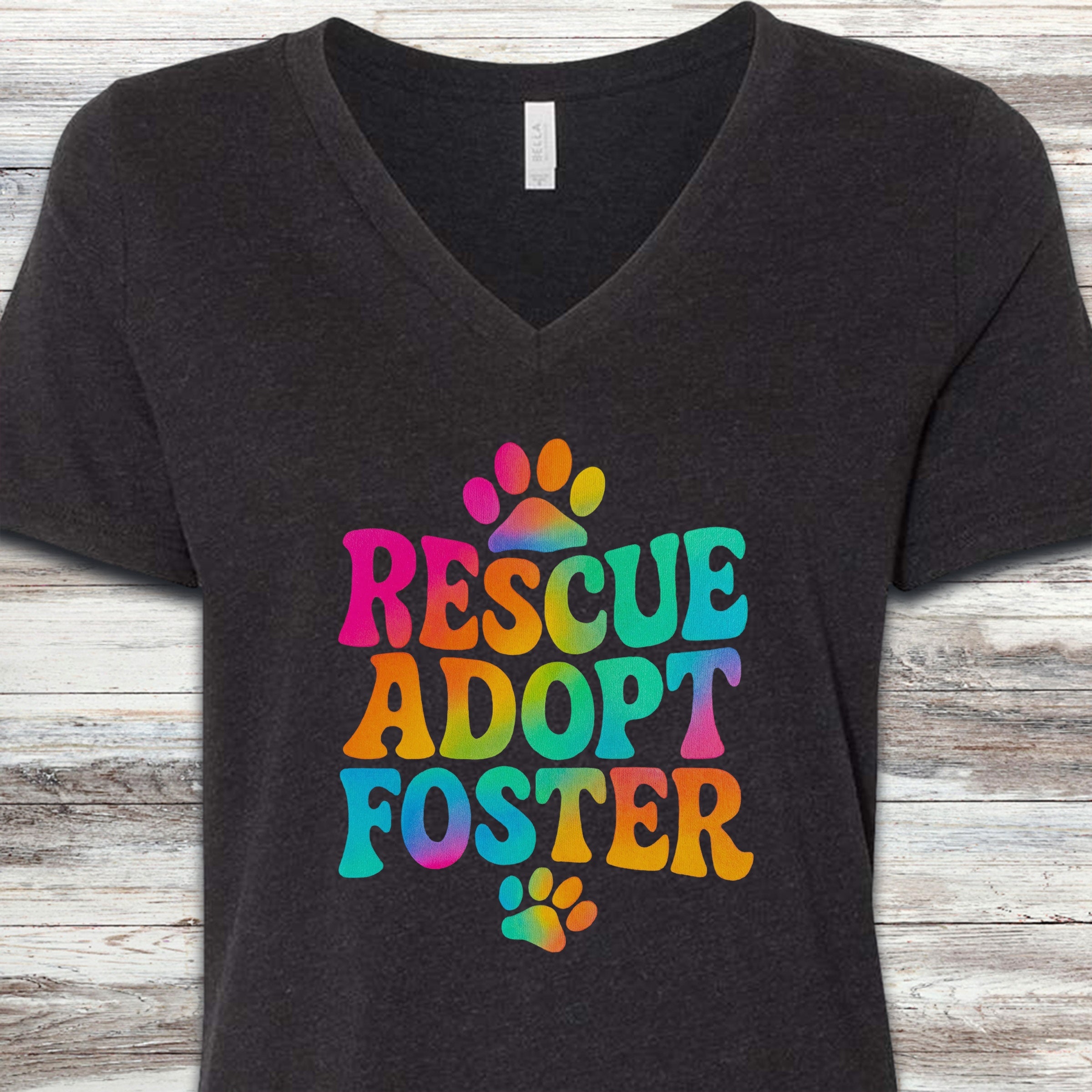 Rescue Tie Dye V-Neck Tee - Black Heather