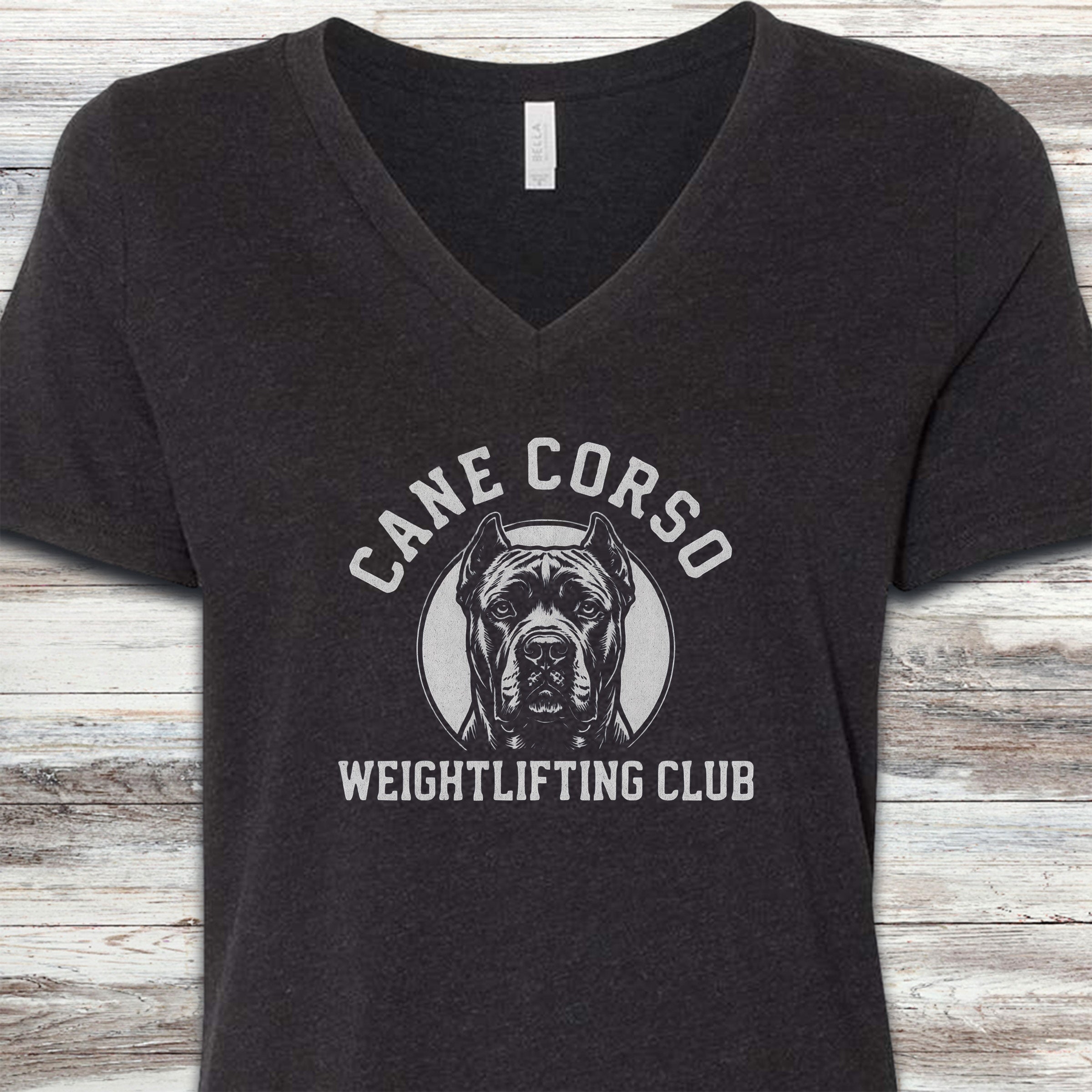 Cane Corso Weightlifting V-Neck Tee - Black Heather