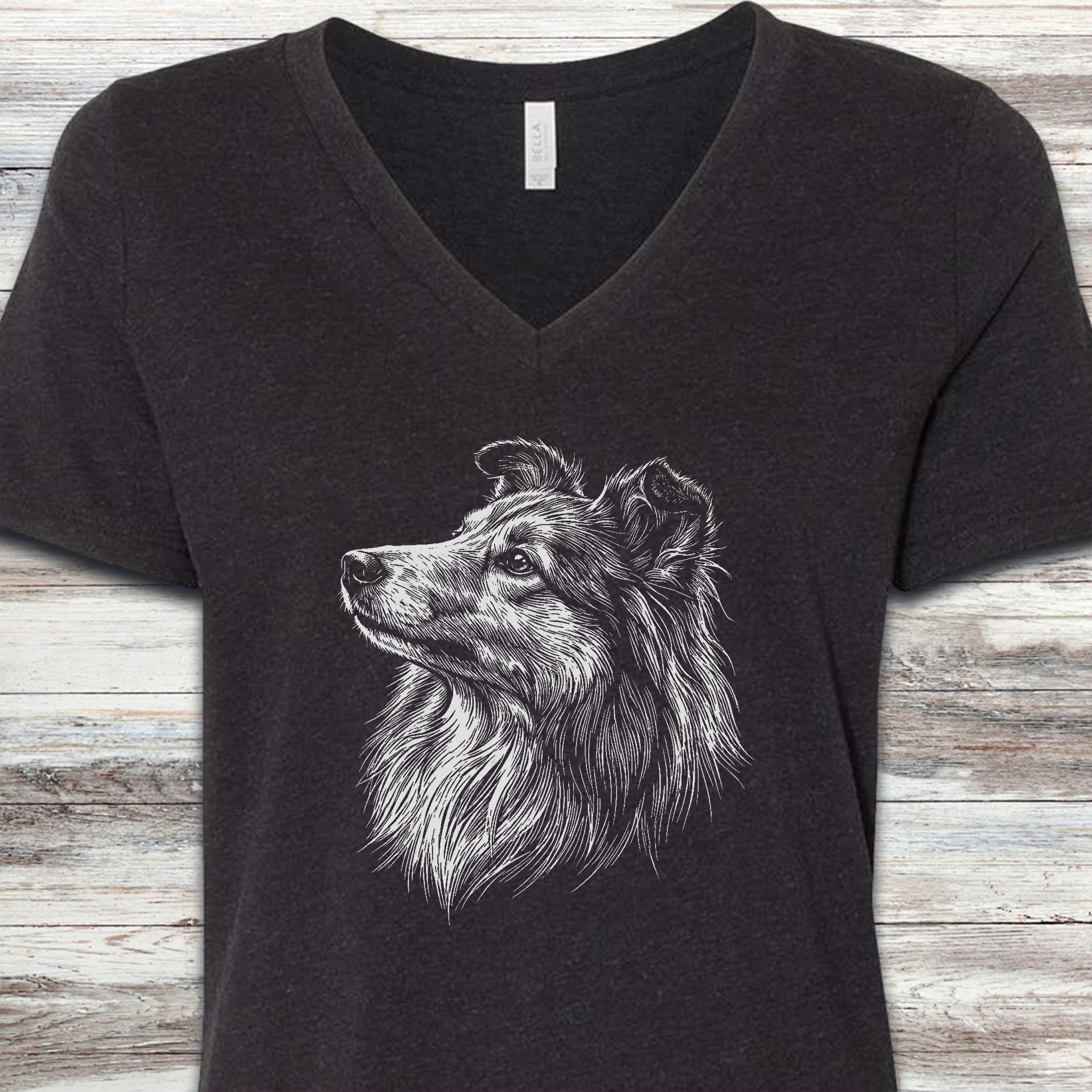 Shetland Sheepdog Loyalty V-Neck Tee - Black Heather