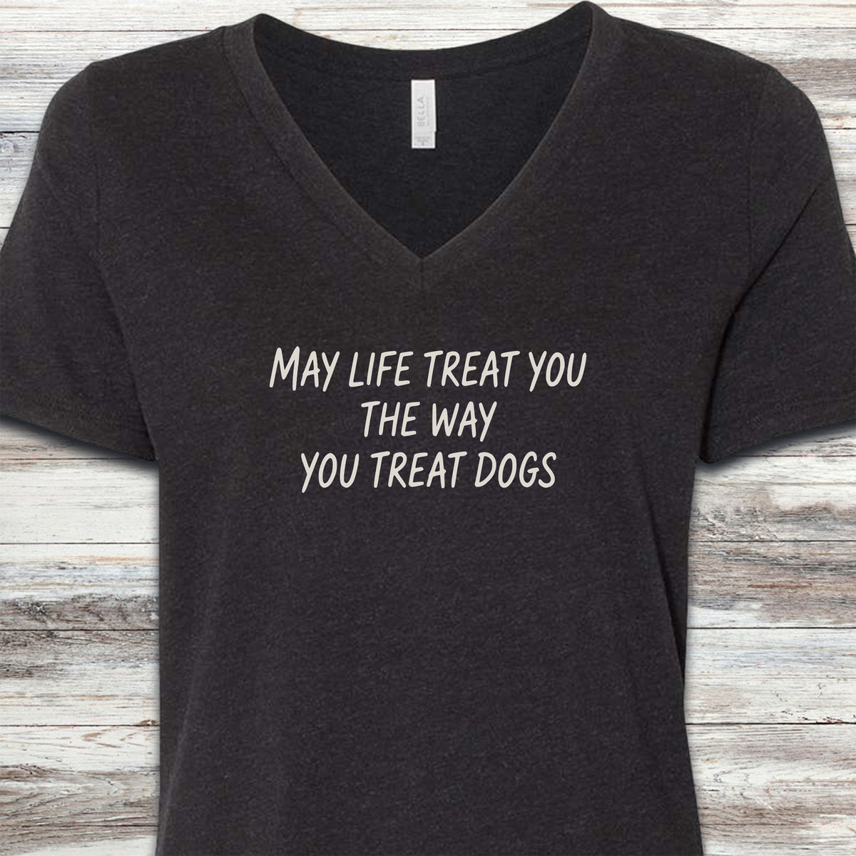 May Life Treat You V-Neck Tee - Black Heather