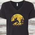Shih Tzu Halloween Moon V-Neck Tee - Black Heather
