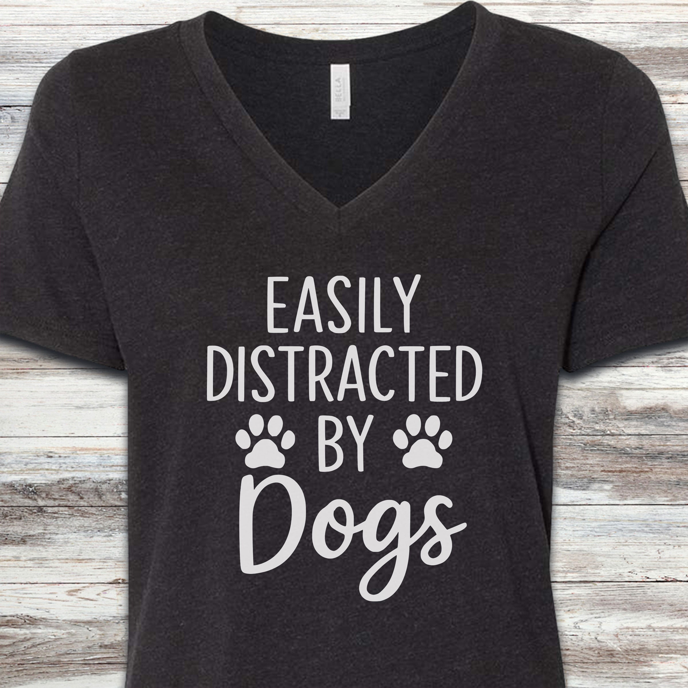 Distracted V-Neck Tee - Black Heather