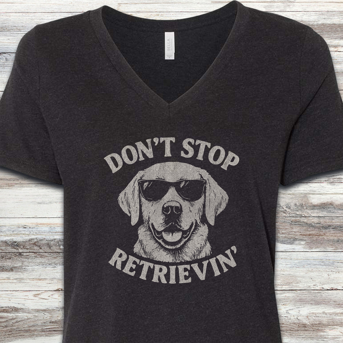 Labrador Retriever Don't Stop V-Neck Tee - Black Heather