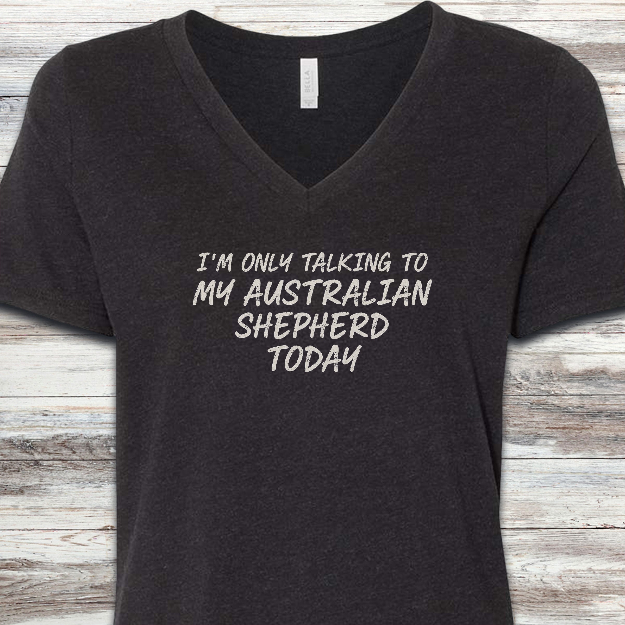 Australian Shepherd Talk V-Neck Tee - Black Heather