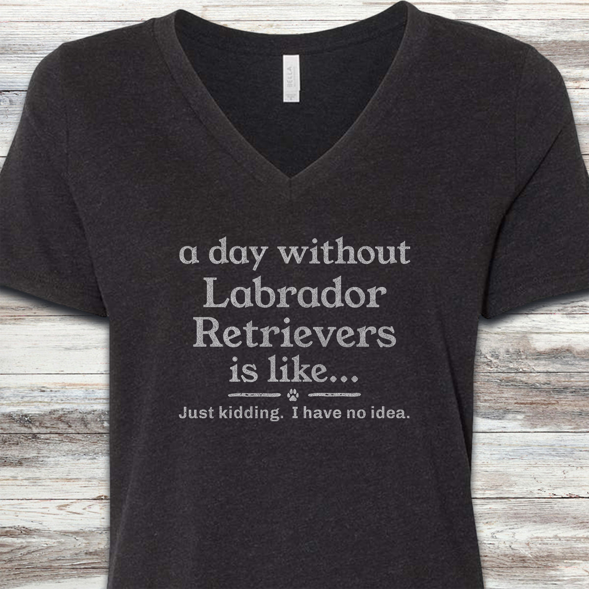 Labrador Retriever Day V-Neck Tee - Black Heather