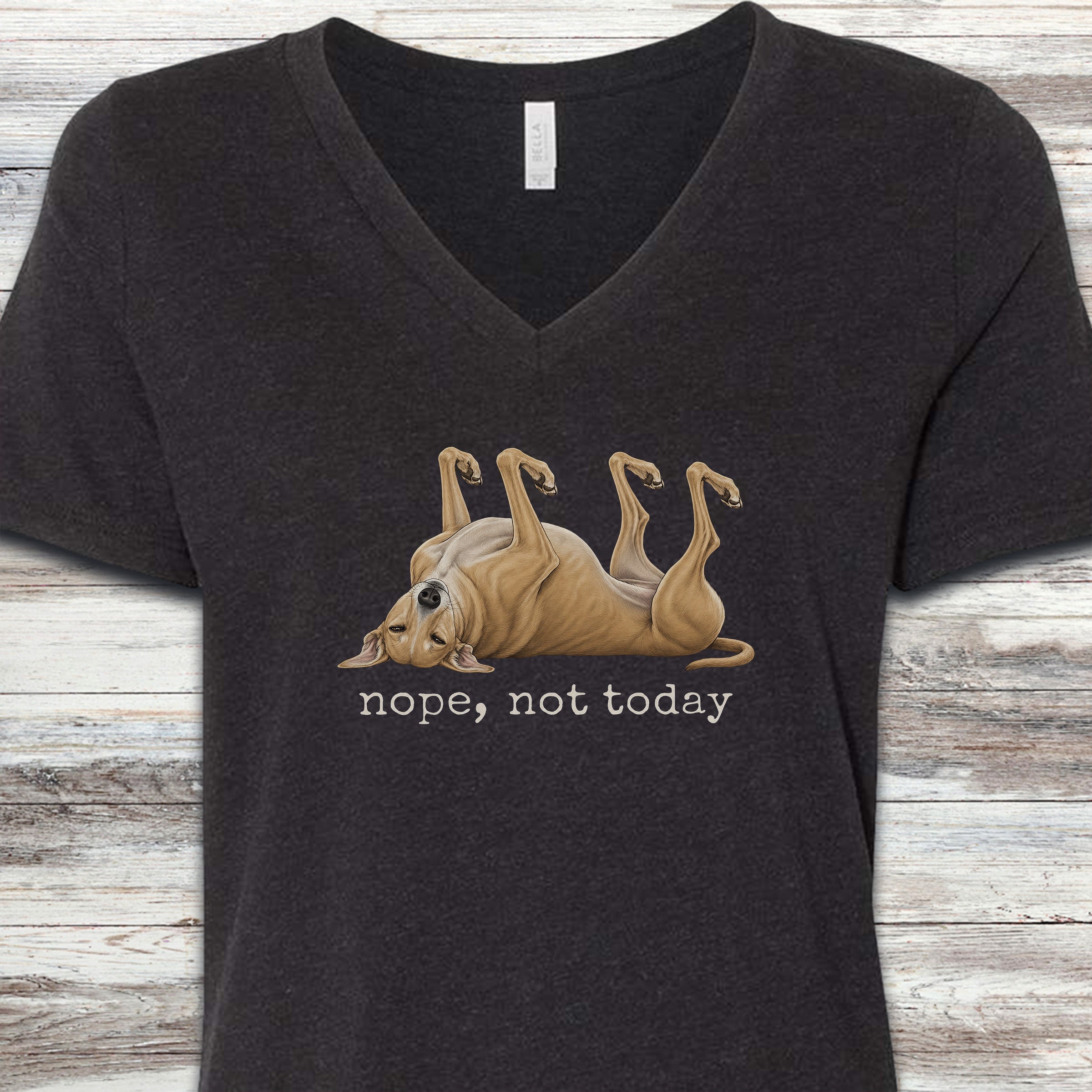 Greyhound Nope V-Neck Tee - Black Heather