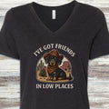 Dachshund Cowboy Friends V-Neck Tee - Black Heather