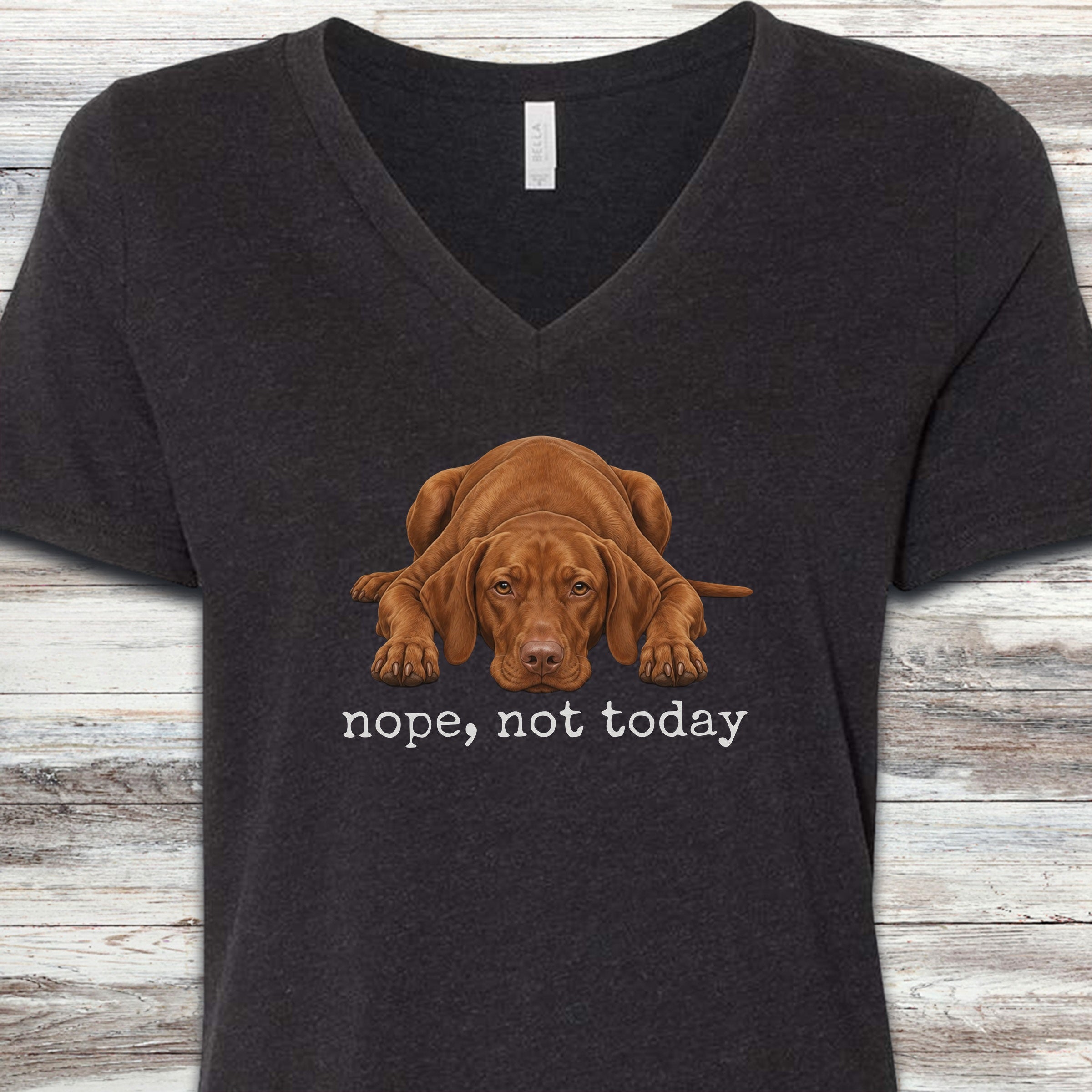Vizsla Nope V-Neck Tee - Black Heather