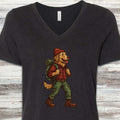 Golden Retriever Hiking V-Neck Tee - Black Heather