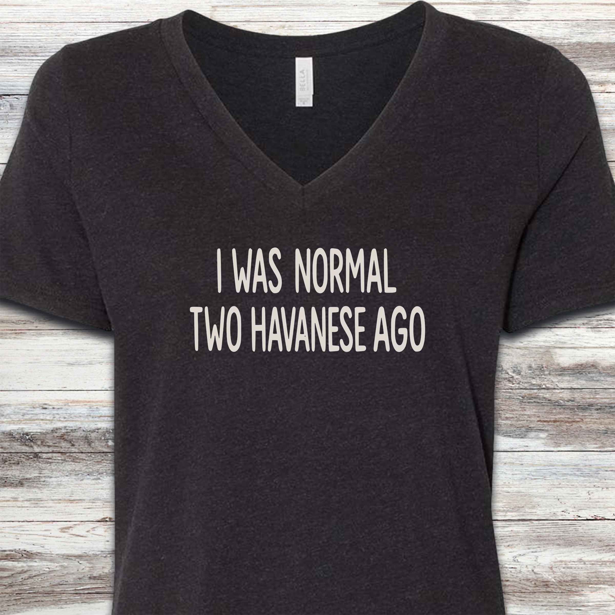 Havanese Normal V-Neck Tee - Black Heather