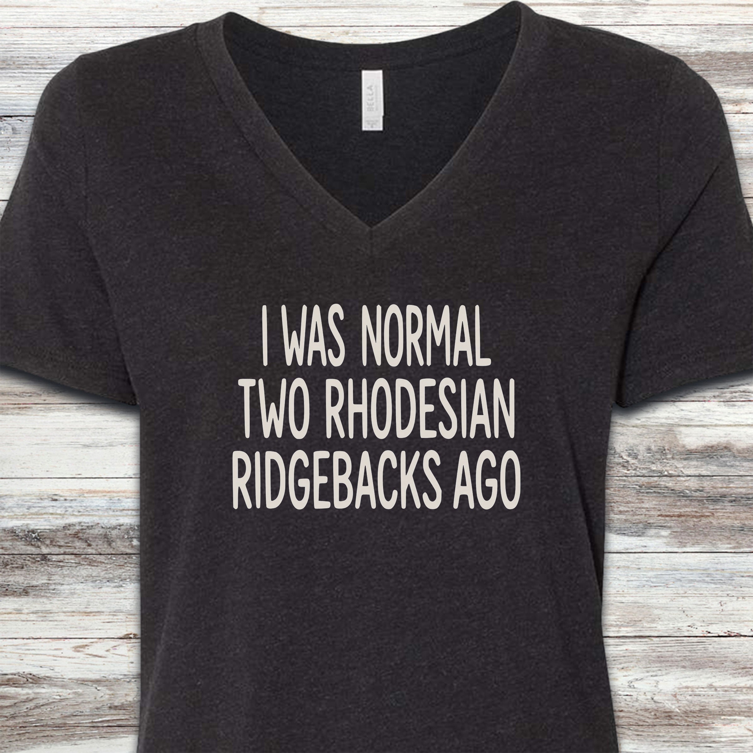 Rhodesian Ridgeback Normal V-Neck Tee - Black Heather