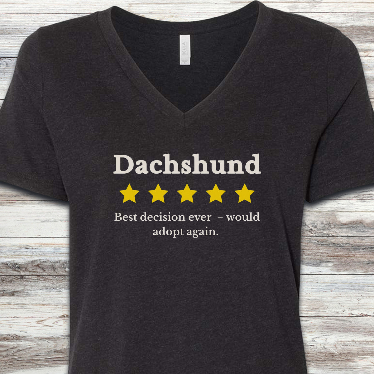 Dachshund Review V-Neck Tee - Black Heather