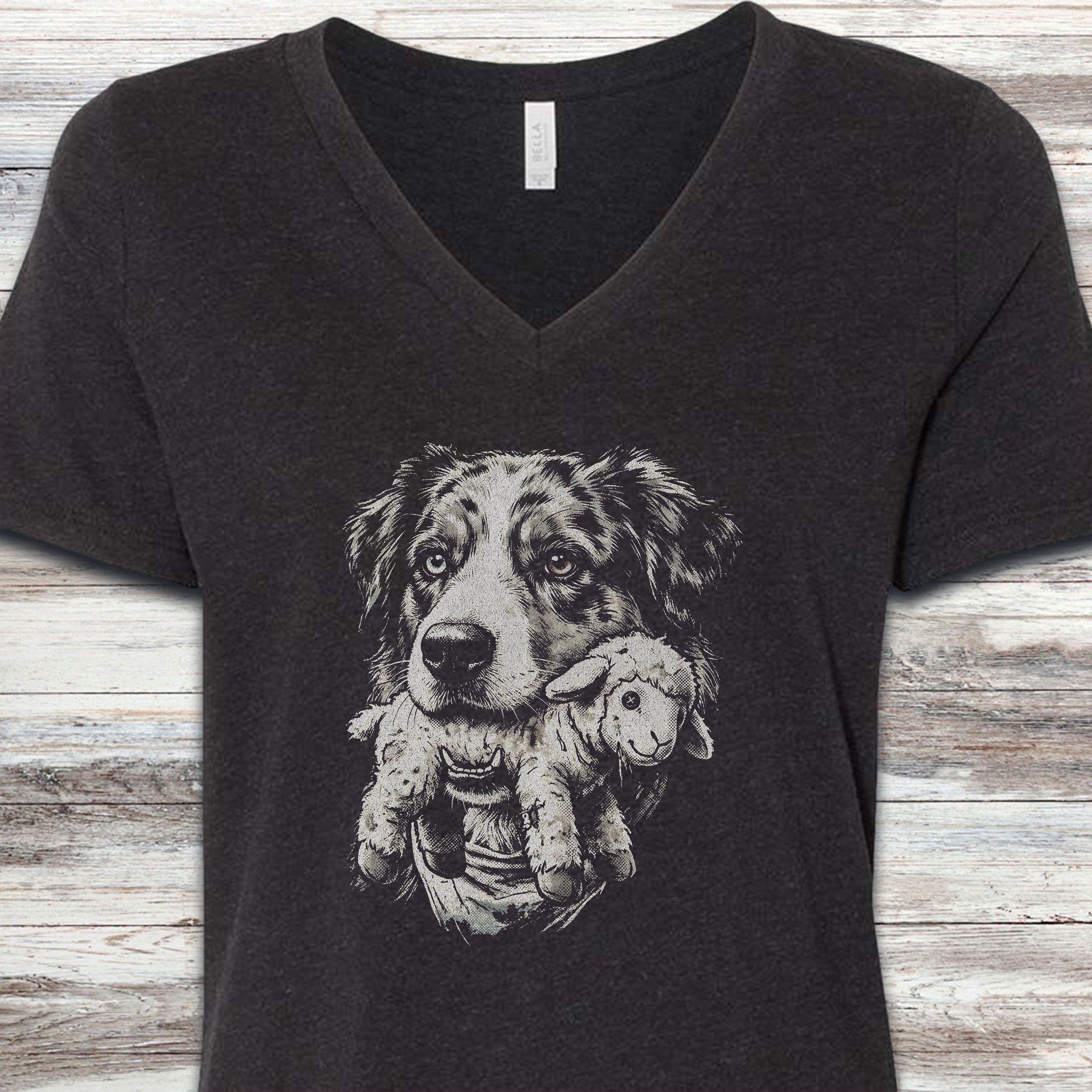 Australian Shepherd Favorite Toy V-Neck Tee - Black Heather