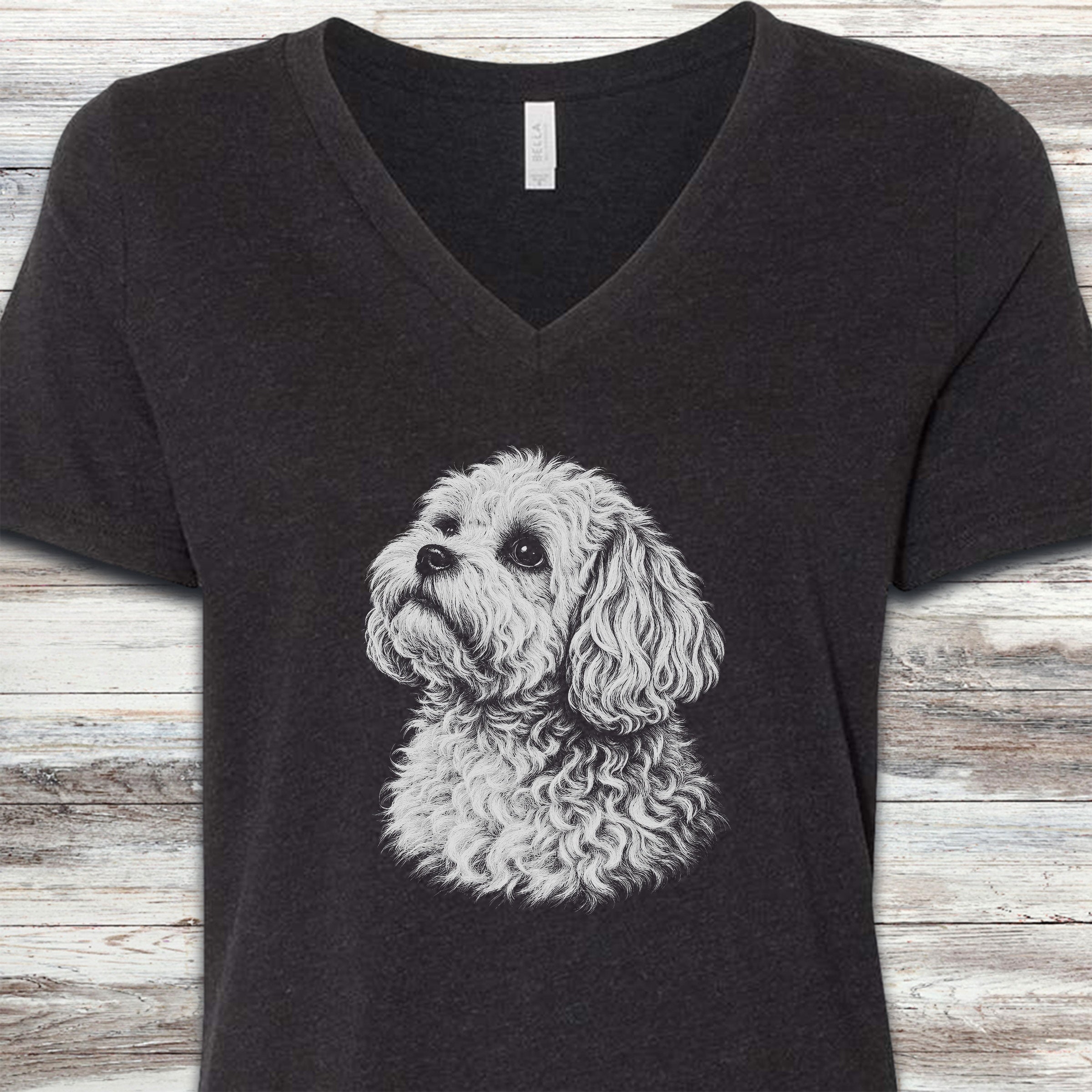 Maltipoo Loyalty V-Neck Tee - Black Heather