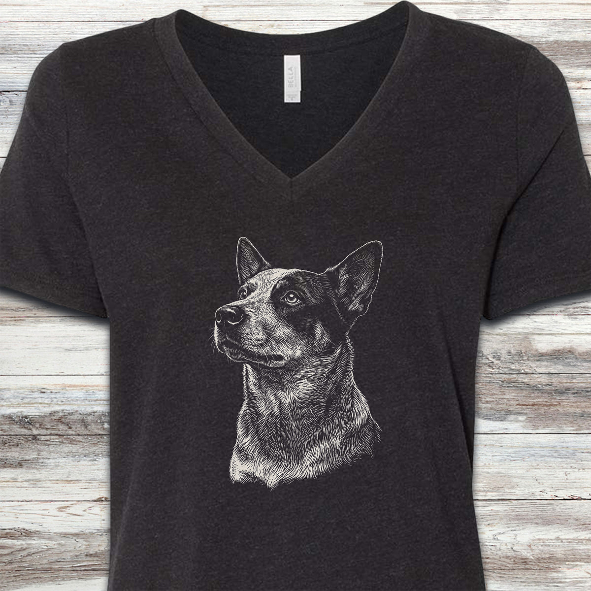 Australian Cattle Dog Loyalty V-Neck Tee - Black Heather