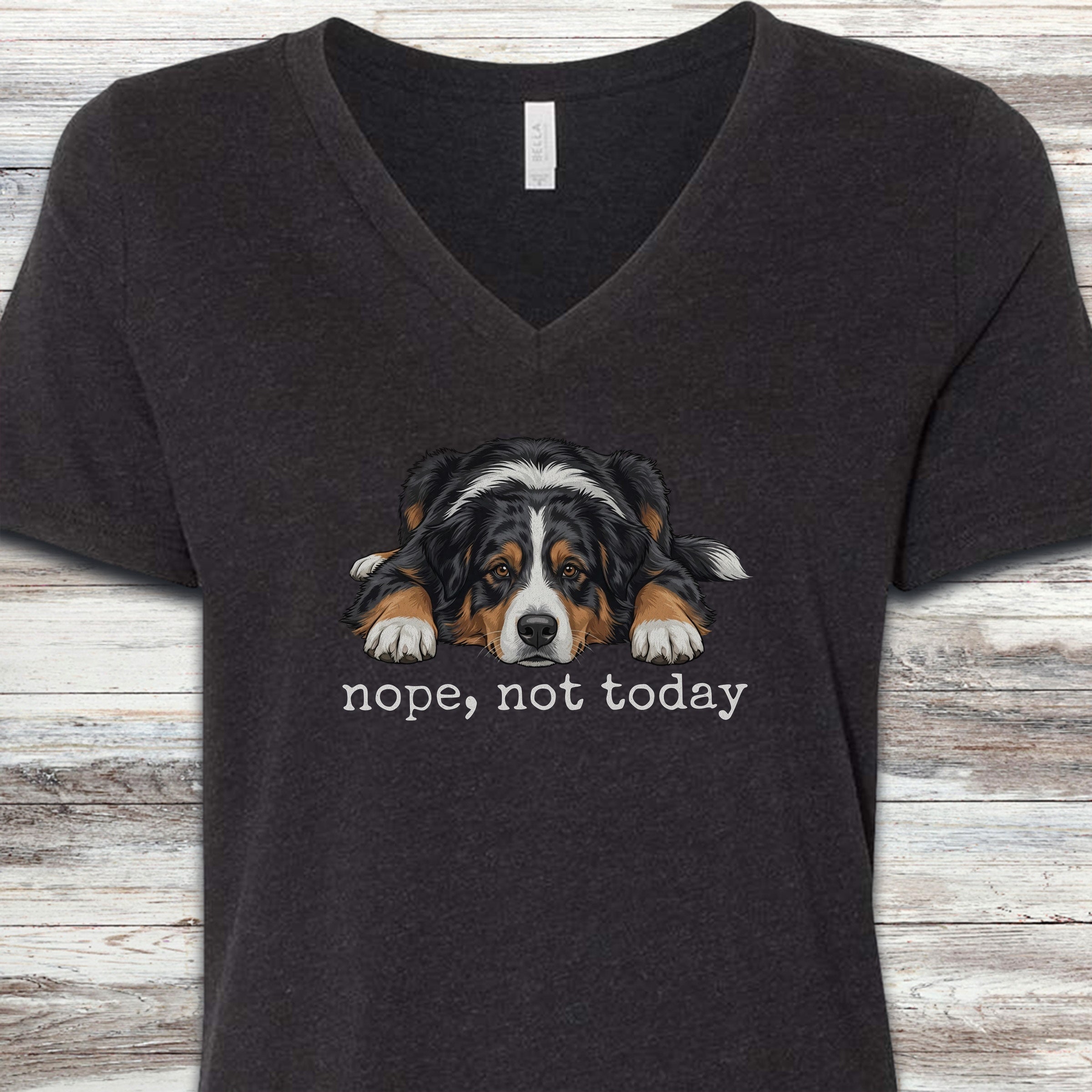 Australian Shepherd Tri Nope V-Neck Tee - Black Heather