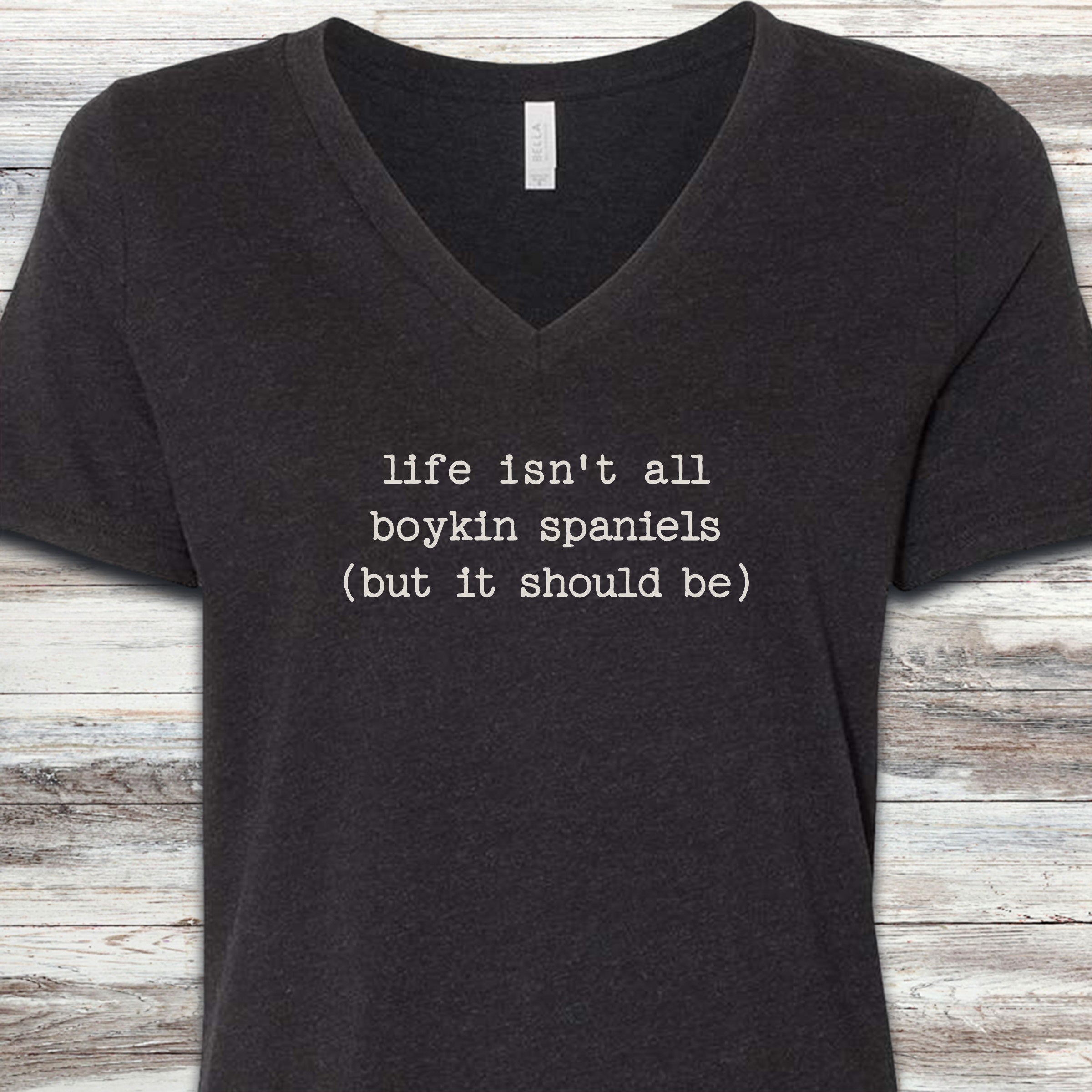 Boykin Spaniel Life V-Neck Tee - Black Heather