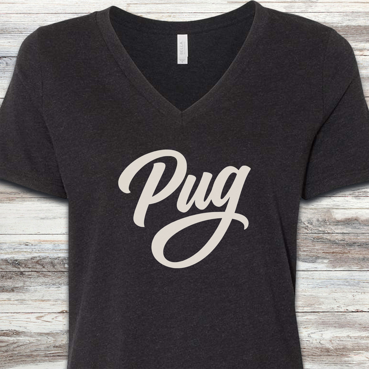 Pug Team V-Neck Tee - Black Heather