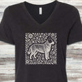 Australian Cattle Dog Linocut V-Neck Tee - Black Heather