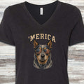 Australian Cattle Dog Blue 'Merica V-Neck Tee - Black Heather