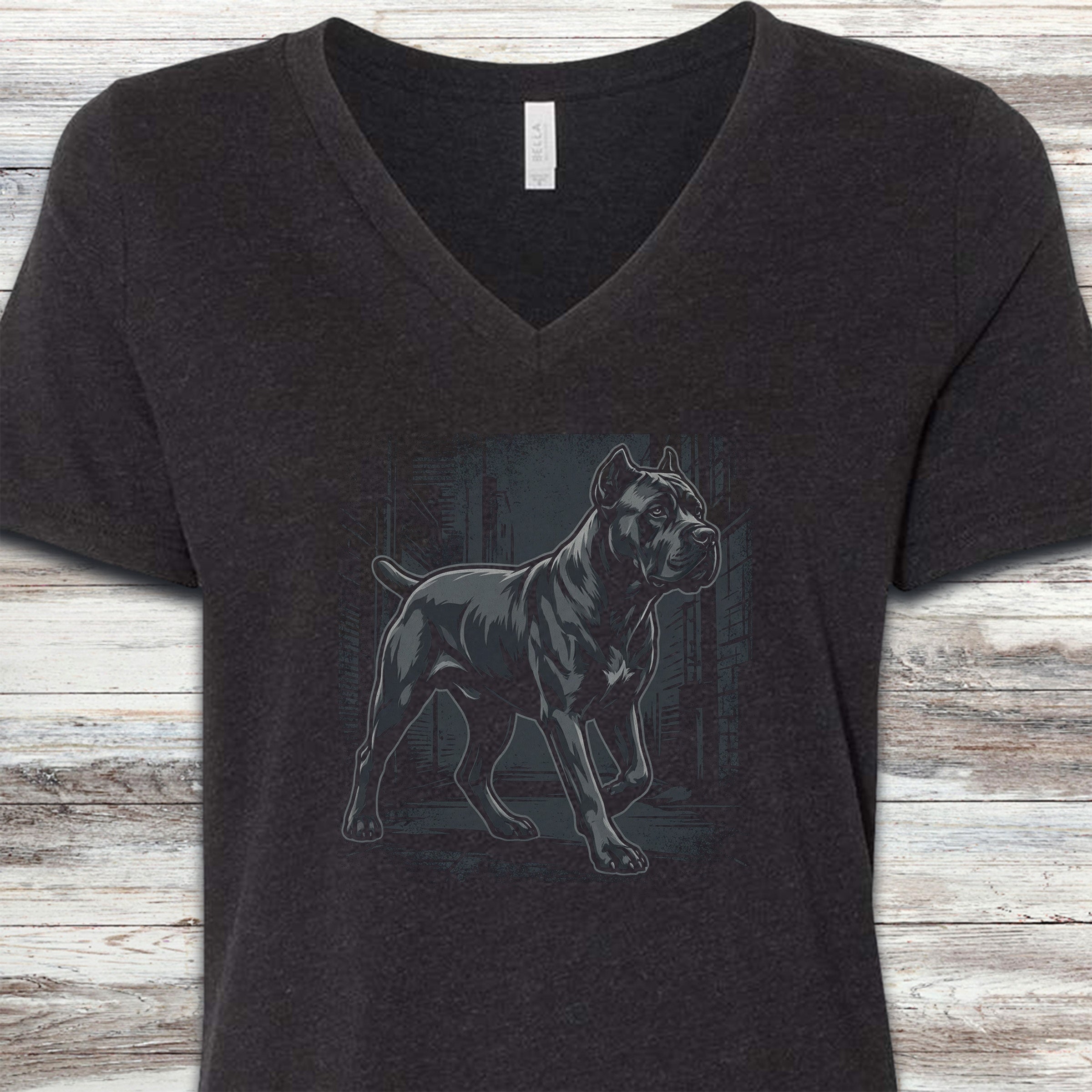 Cane Corso Street V-Neck Tee - Black Heather