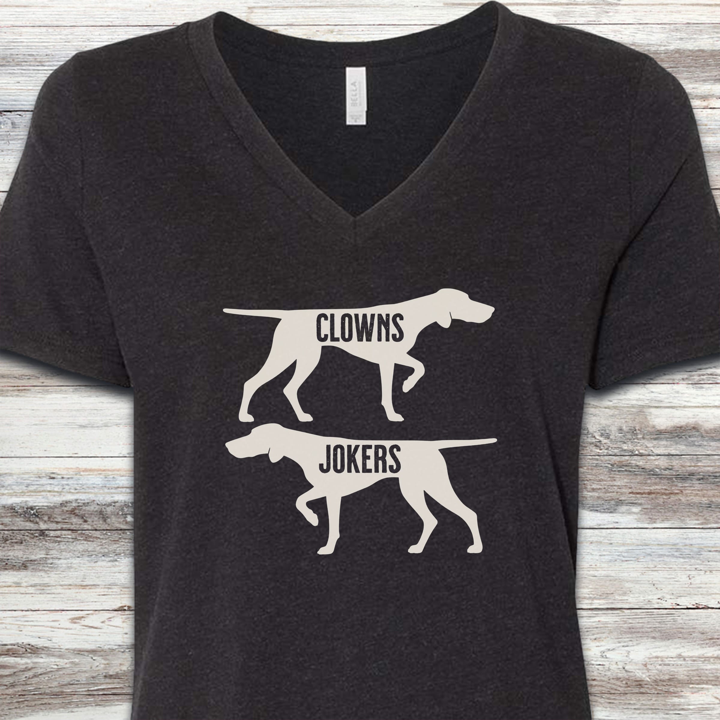 Clowns or Jokers Pointer V-Neck Tee - Black Heather