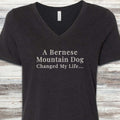 Bernese Mountain Dog Changed Life V-Neck Tee - Black Heather