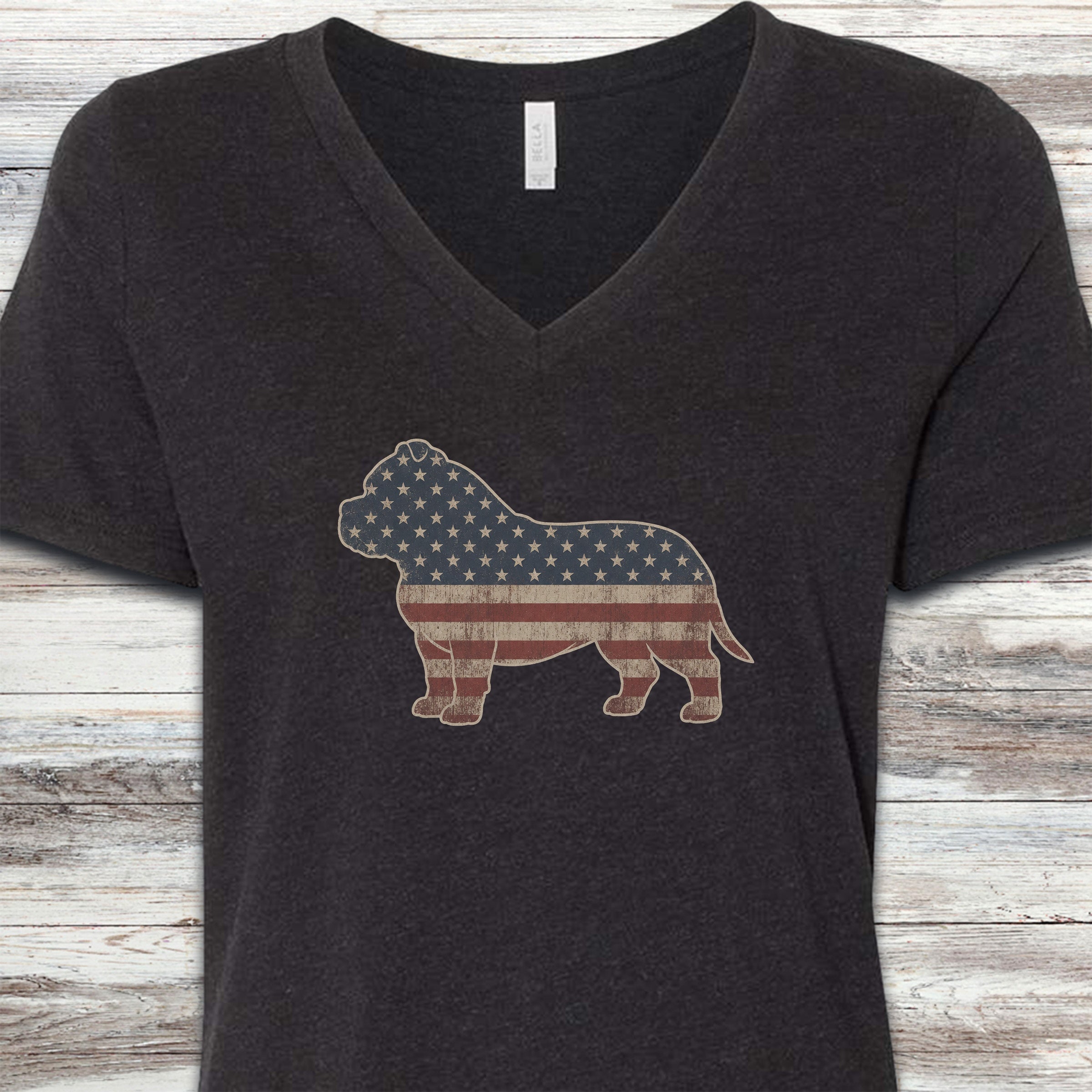 American Bully Vintage USA V-Neck Tee - Black Heather