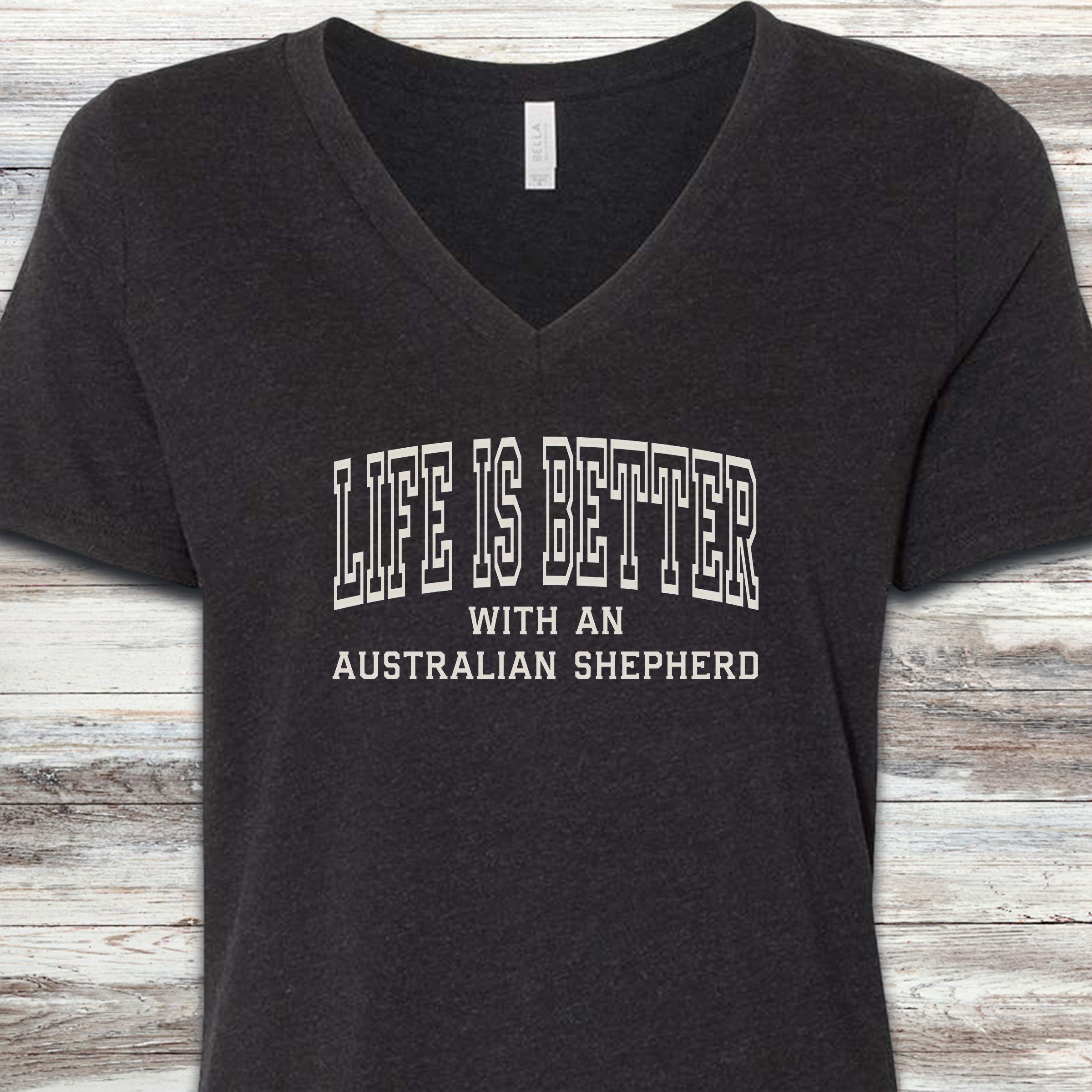 Australian Shepherd Better V-Neck Tee - Black Heather