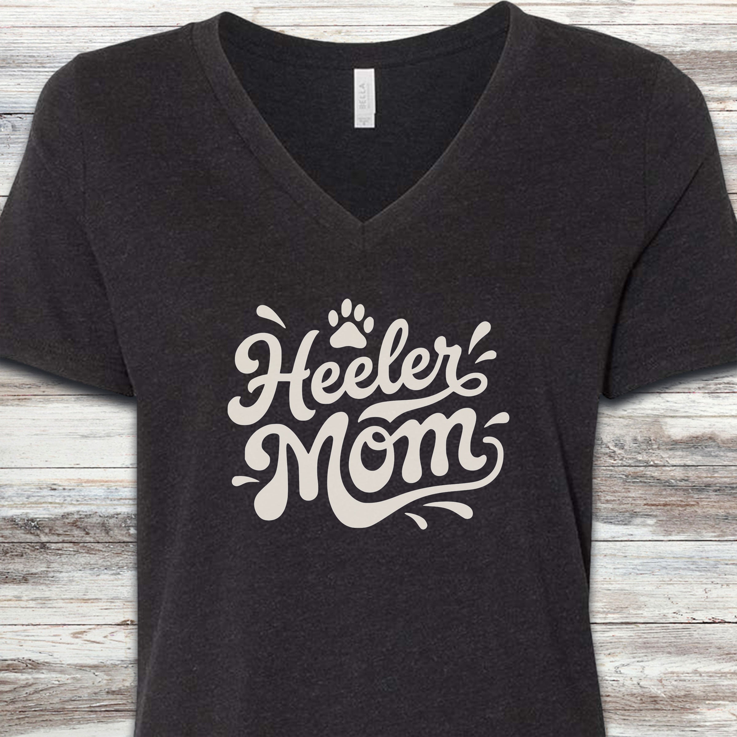 Australian Cattle Dog Groovy Mom V-Neck Tee - Black Heather