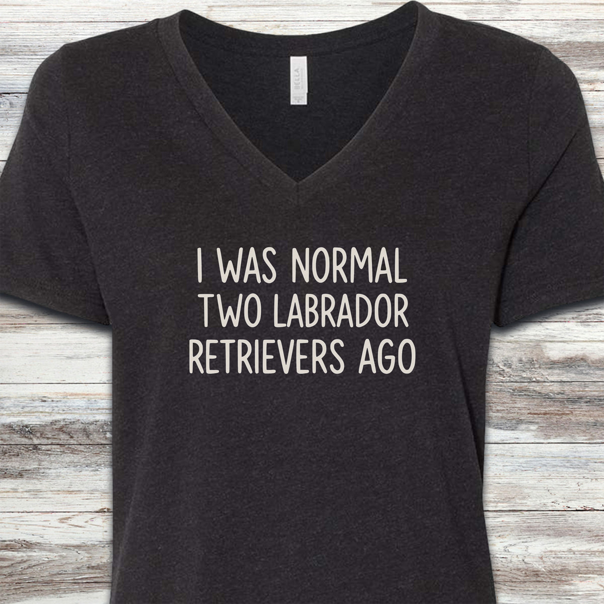 Labrador Retriever Normal V-Neck Tee - Black Heather