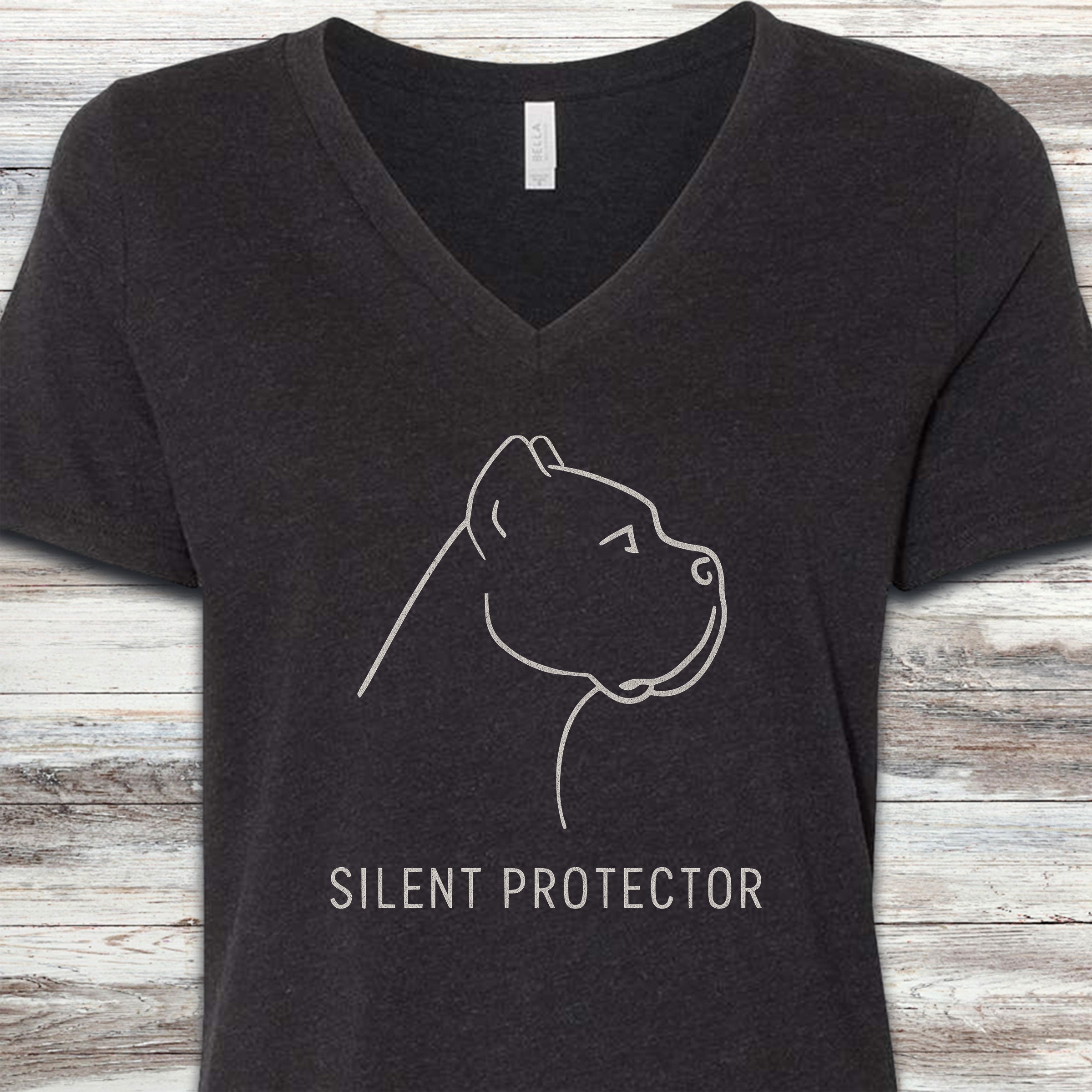 Cane Corso Silent Protector V-Neck Tee - Black Heather
