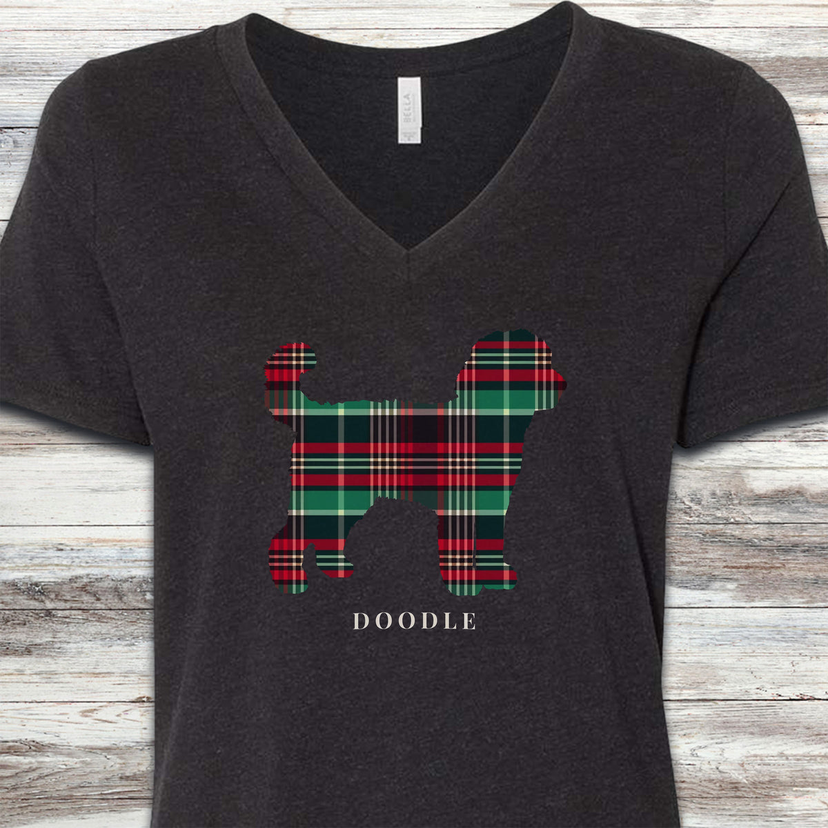 Doodle Winter 2025 V-Neck Tee - Black Heather