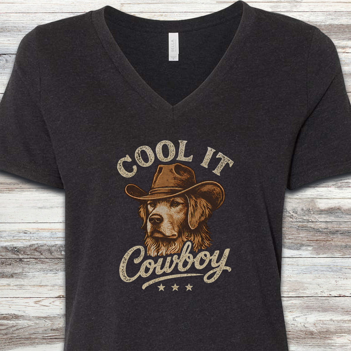 Golden Retriever Cool It V-Neck Tee - Black Heather