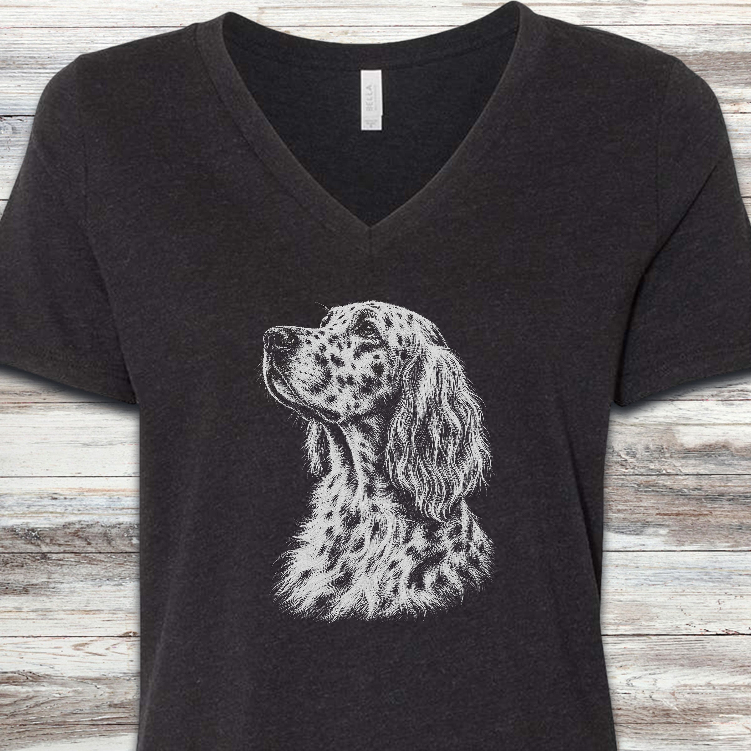 English Setter Loyalty V-Neck Tee - Black Heather