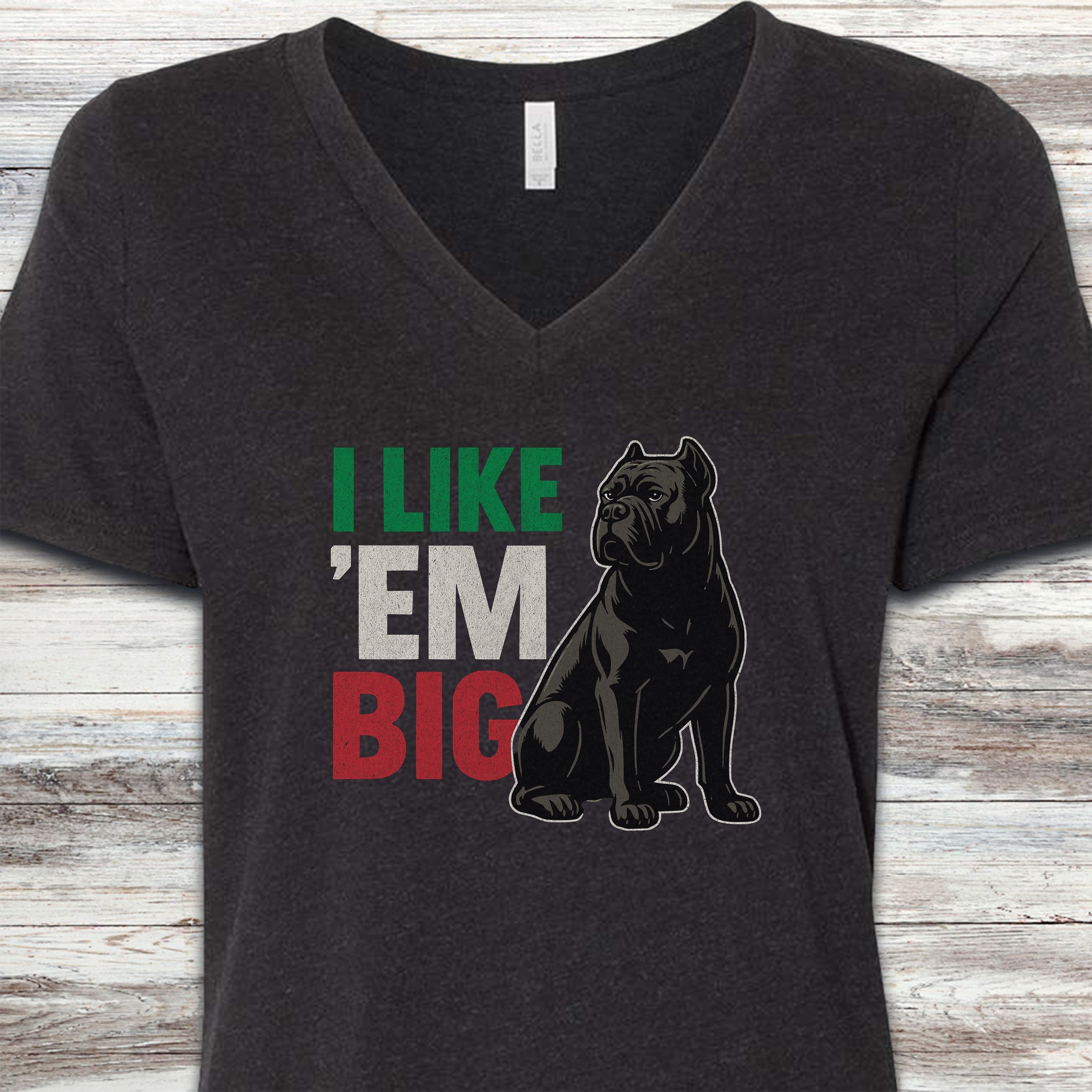 Cane Corso Big V-Neck Tee - Black Heather