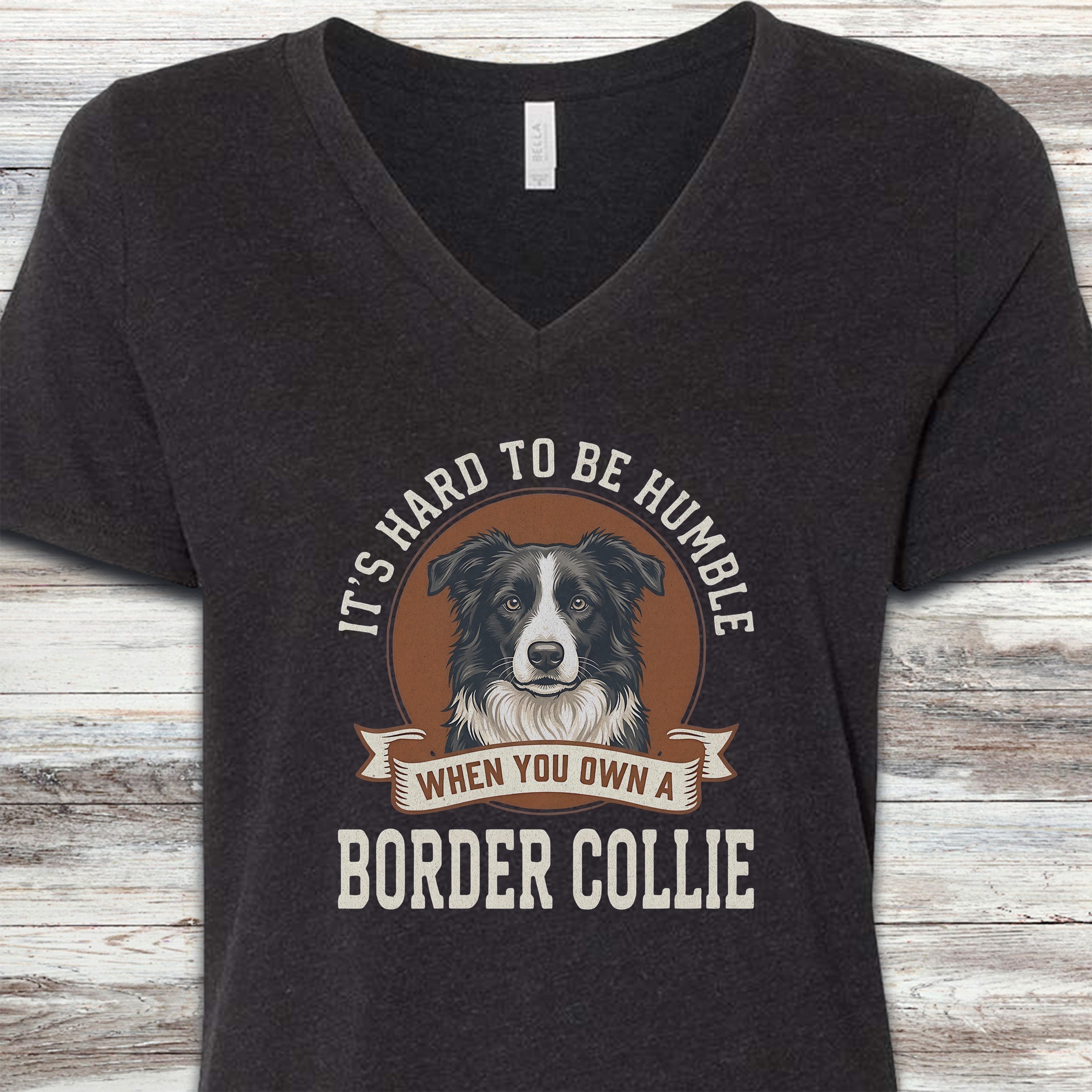 Border Collie Humble V-Neck Tee - Black Heather