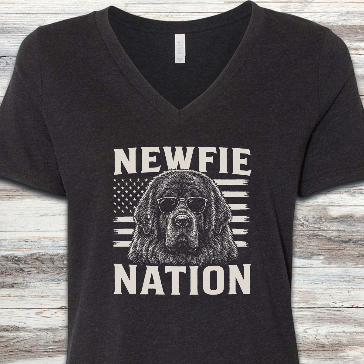Newfoundland Nation V-Neck Tee - Black Heather