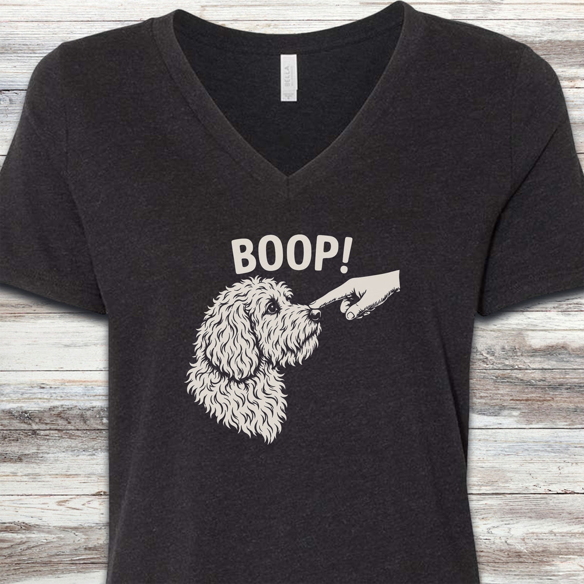 Goldendoodle BOOP! V-Neck Tee - Black Heather